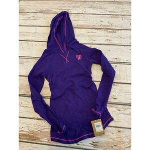 NWT Nike Girls Electro Purple Thermal Waffle Knit Hoodie Pink Stitching‎ M